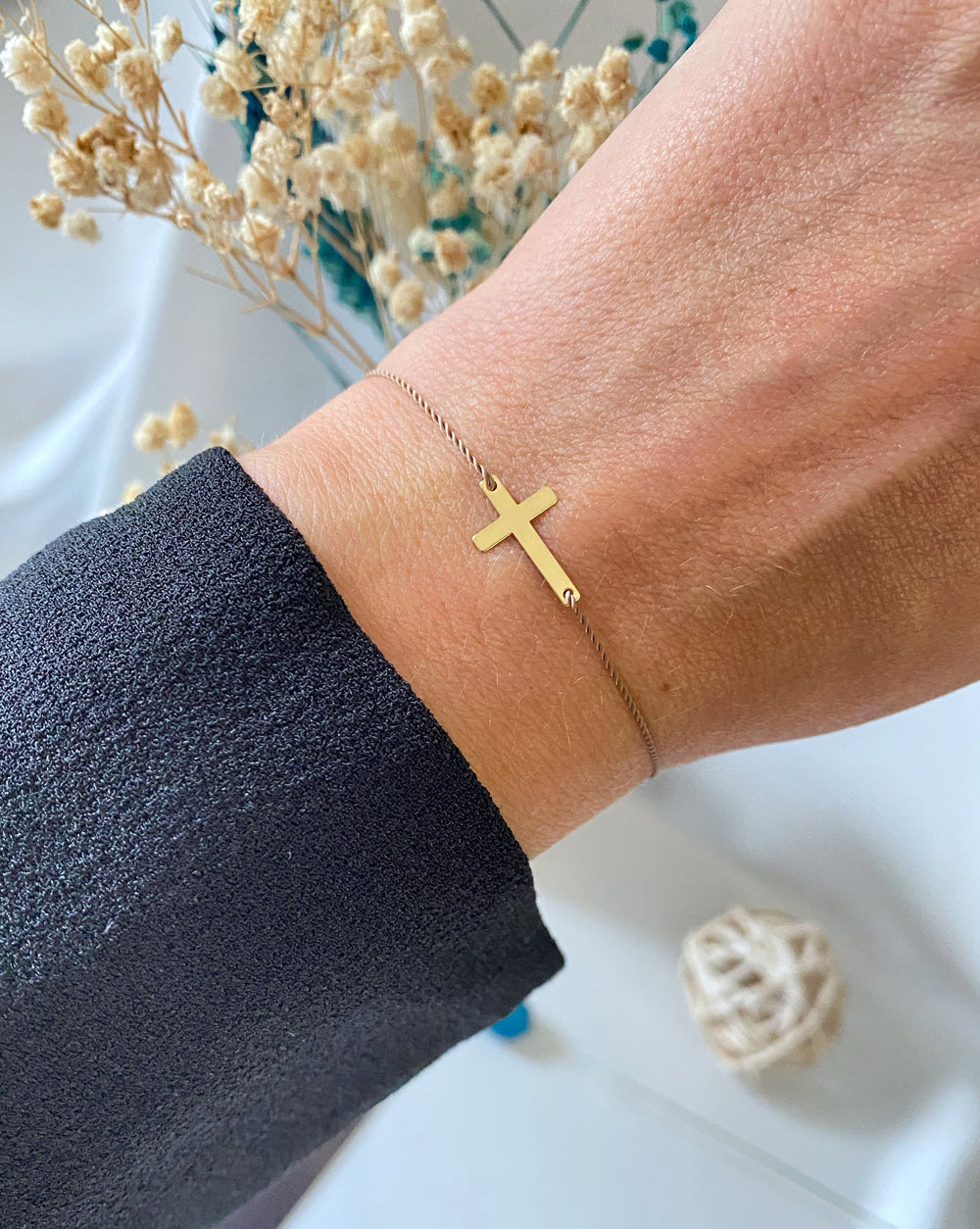 Gold cross bracelet