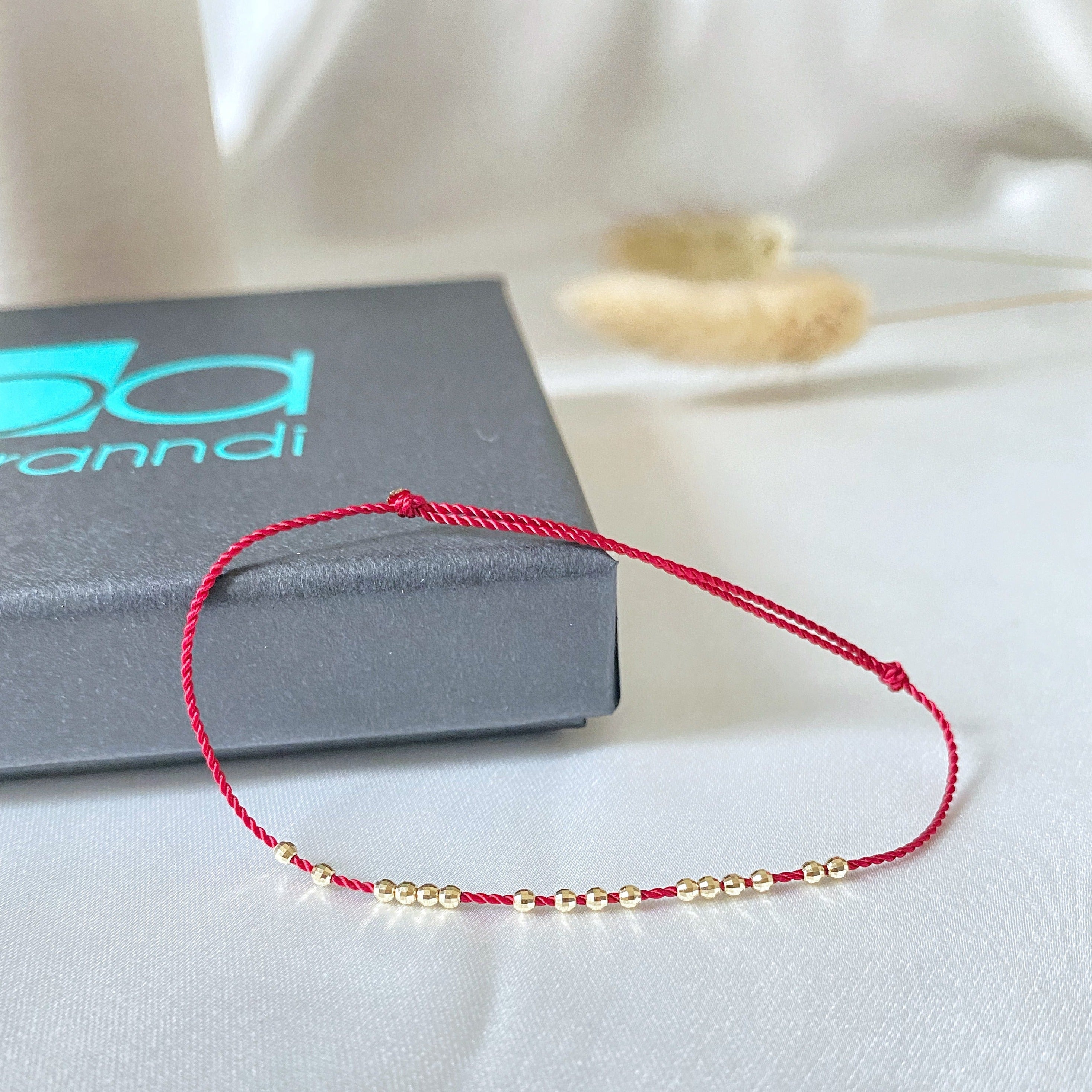 RED BRACELET - 14K GOLD BEADS