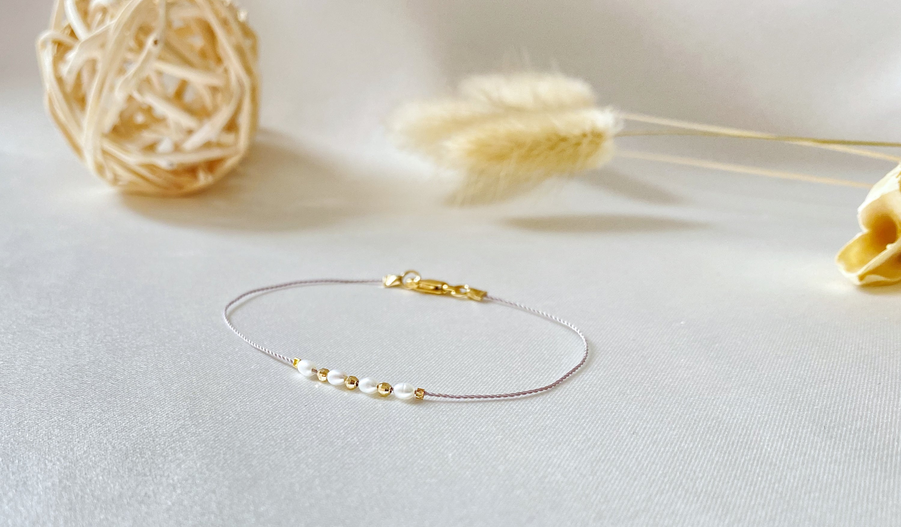 PULSERA COLLAR DE PERLAS Y CUENTAS DE ORO DE 14K